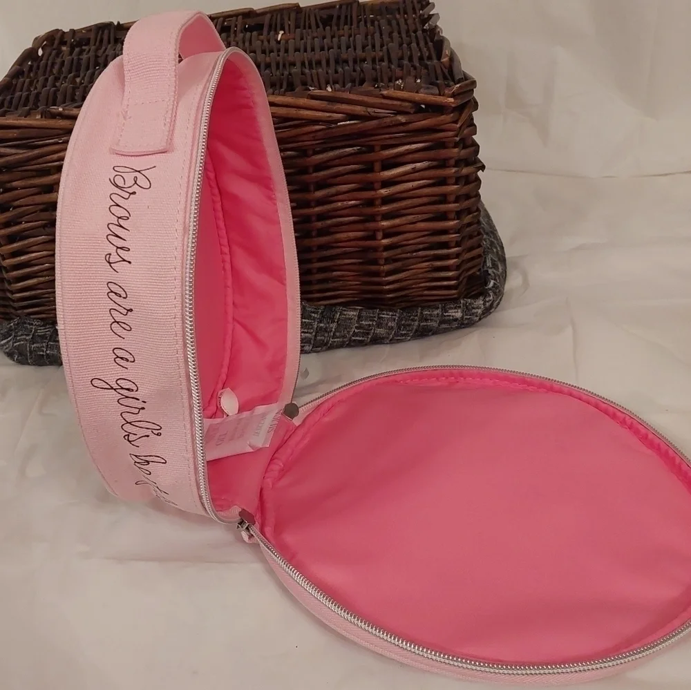 Benefit Pink Round Beauty Face Makeup Bag